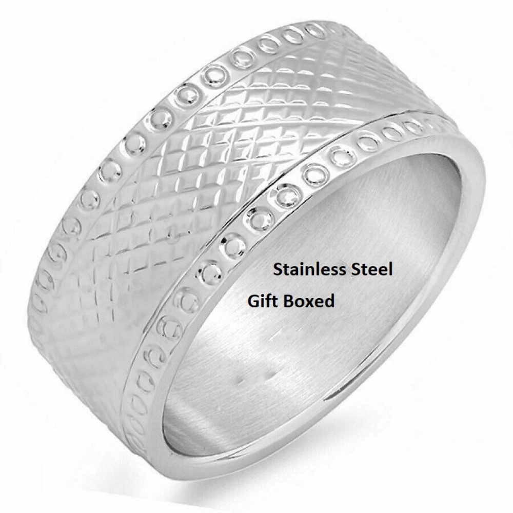 Ring Stainless Steel Wide Band Ring 10 mm silver size 9 12 high quality NWT